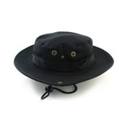 HQZY Men's Fishing Hunting Bucket Hat Boonie Outdoor Cap Washed Cotton Safari Summer - Black